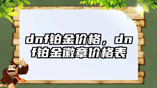 dnf鉑金價格，dnf鉑金徽章價格表