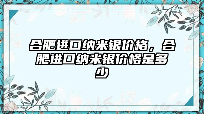 合肥進口納米銀價格，合肥進口納米銀價格是多少