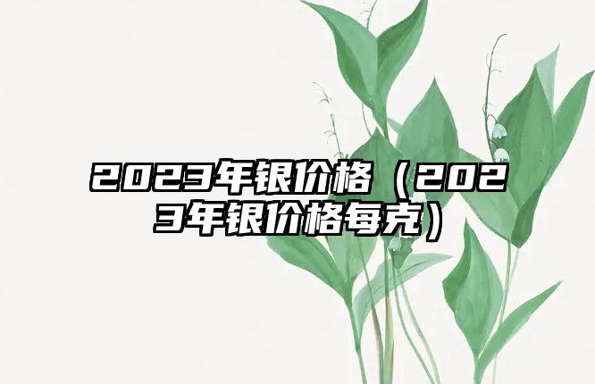 2023年銀價(jià)格（2023年銀價(jià)格每克）