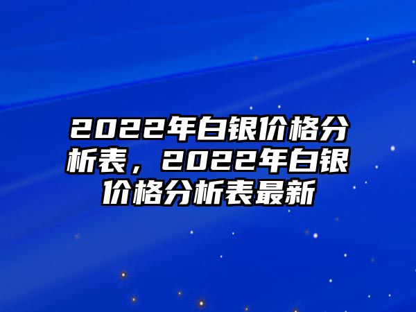 2022年白銀價格分析表，2022年白銀價格分析表最新