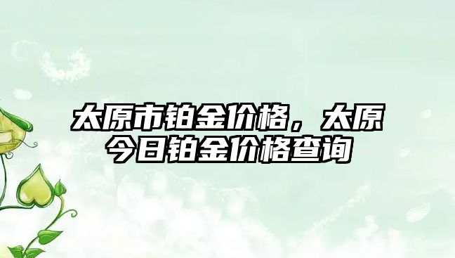 太原市鉑金價格，太原今日鉑金價格查詢