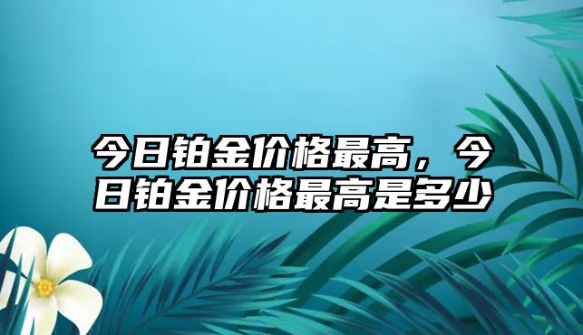 今日鉑金價格最高，今日鉑金價格最高是多少