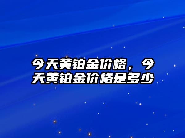 今天黃鉑金價格，今天黃鉑金價格是多少