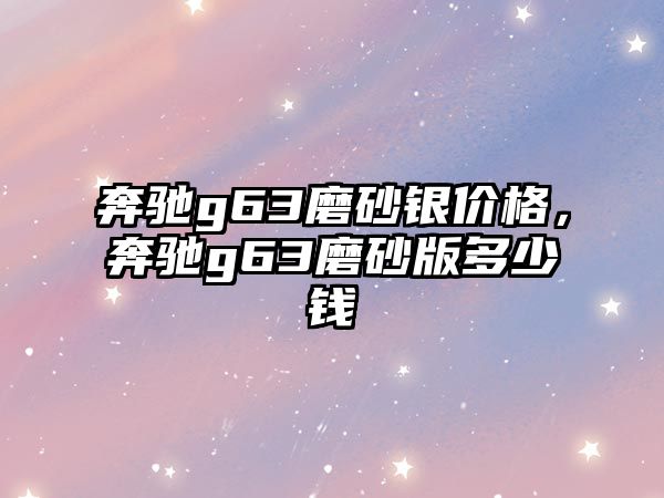 奔馳g63磨砂銀價格，奔馳g63磨砂版多少錢