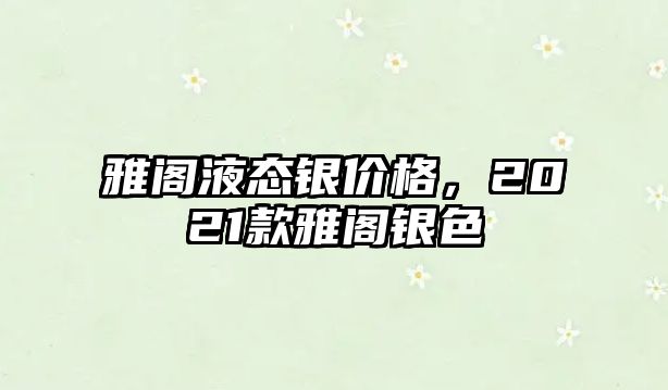 雅閣液態(tài)銀價格，2021款雅閣銀色