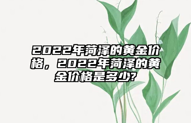 2022年菏澤的黃金價格，2022年菏澤的黃金價格是多少?