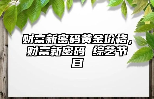 財富新密碼黃金價格，財富新密碼 綜藝節(jié)目