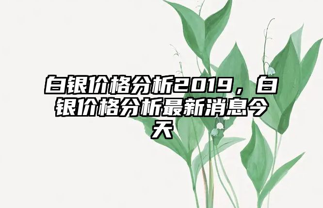 白銀價(jià)格分析2019，白銀價(jià)格分析最新消息今天