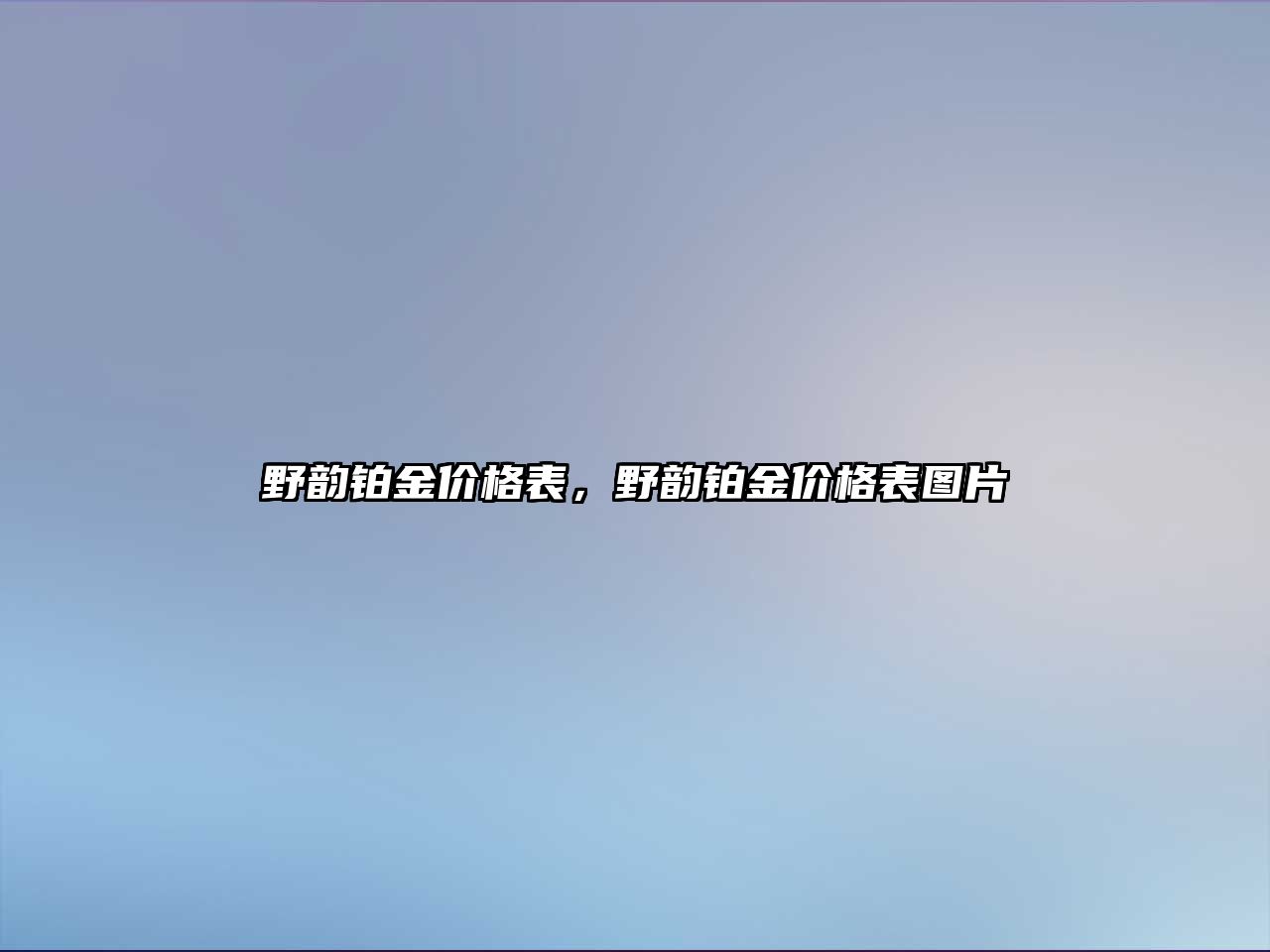 野韻鉑金價格表，野韻鉑金價格表圖片